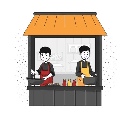 People Selling food tenant  Illustration