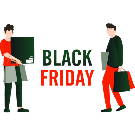 People shopping on black friday  Illustration