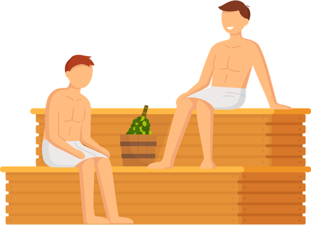 People sitting in sauna bath  Illustration