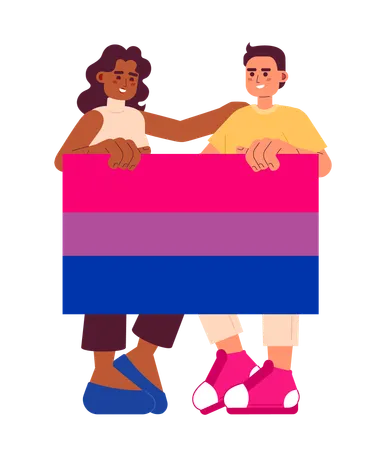 People with bisexual flag  Illustration