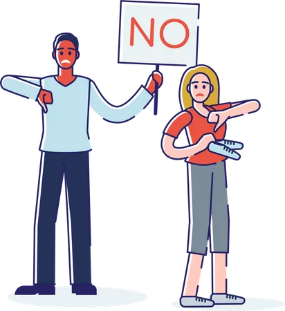 People with no signboard and negative feedback  Illustration