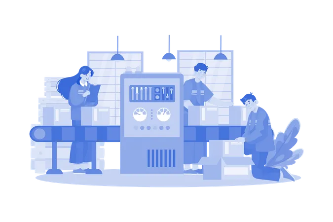 People Working In Automation Industry  Illustration