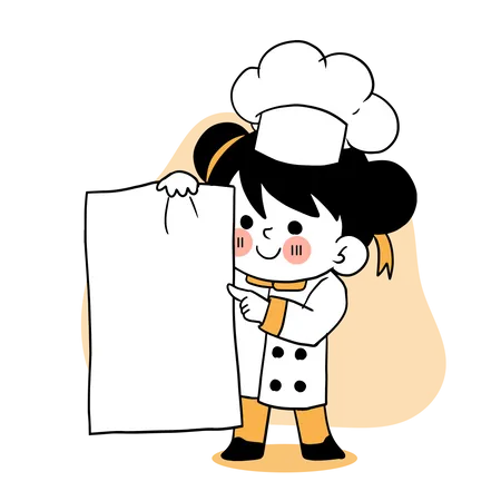 Pequeno chef mostrando menu diário  Ilustração