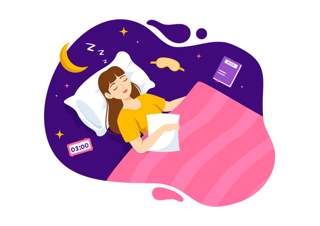 Personaje femenino durmiendo  Ilustración