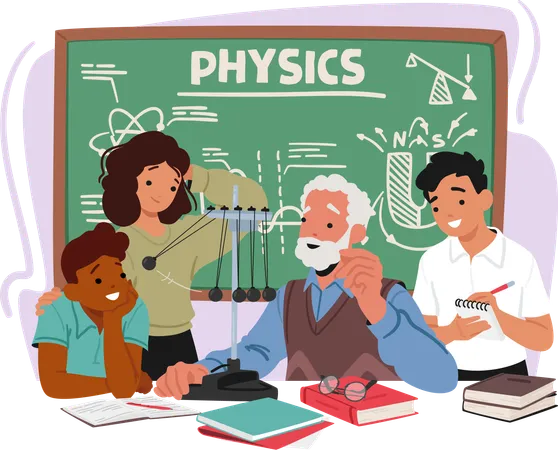 Caractère âgé de professeur de physique  Illustration