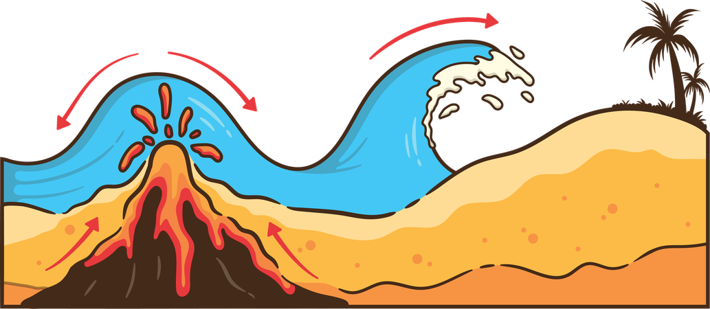 Pessoas se tornam vítimas do desastre do tsunami  Ilustração