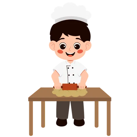 Petit garçon, chef, cuisine  Illustration