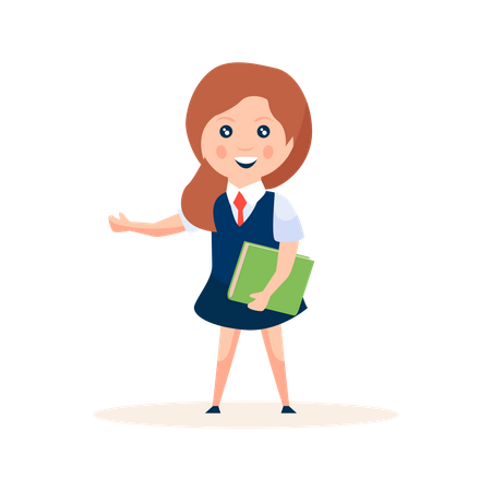 Petite fille en uniforme scolaire  Illustration