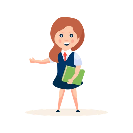 Petite fille en uniforme scolaire  Illustration