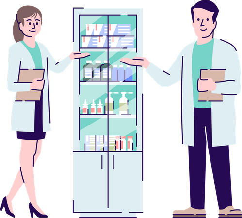 Pharmacists colleagues  Illustration