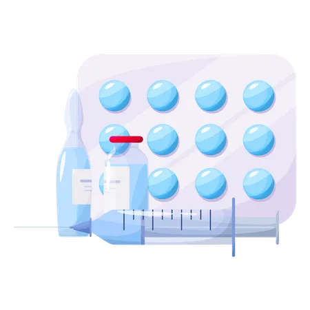 Pharmacy drug in bottle and box  Illustration