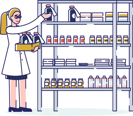 Pharmacy warehouse and medicine storage  Illustration