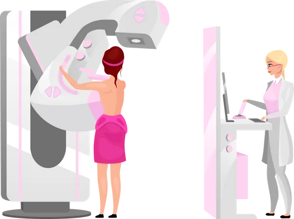 Physician making mammography screening  イラスト