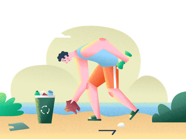 Picking up daily trash  Illustration