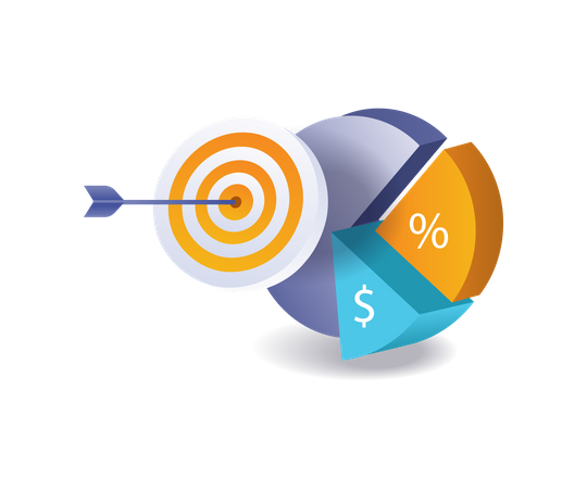 Pie chart business analysis targets  イラスト