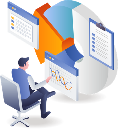 Pie chart data analysis  イラスト