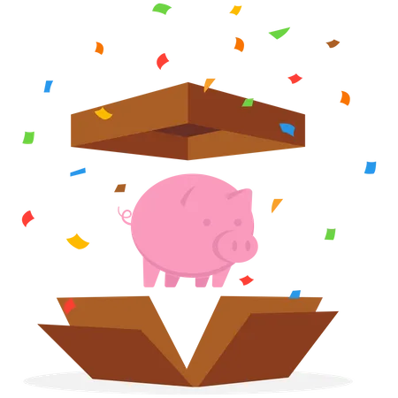 Piggy Bank outside the box  Illustration