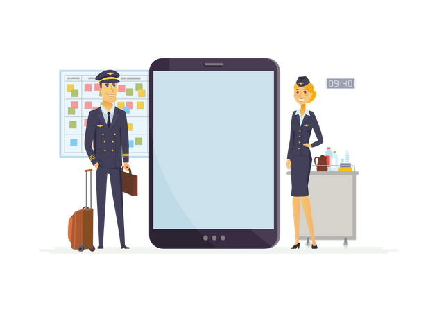 Pilot and flight attendant  Illustration