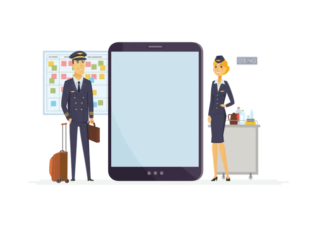 Pilot and flight attendant  Illustration