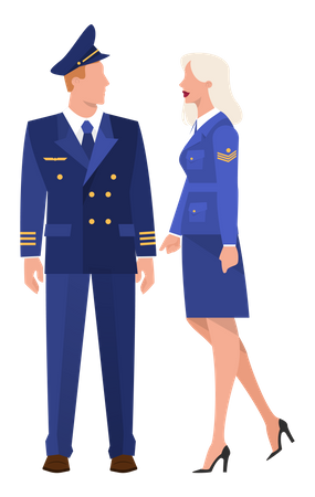 Pilot and stewardess in uniform  Illustration