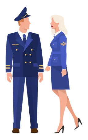 Pilot and stewardess in uniform  Illustration