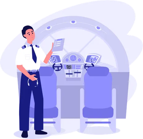 Pilot Checking Flight Schedule  Illustration