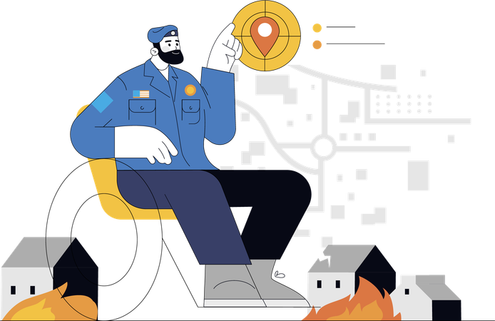 Pilot finding fire area and location  Illustration