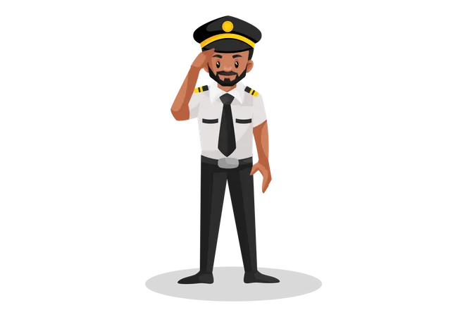 Pilot giving the salute  Illustration