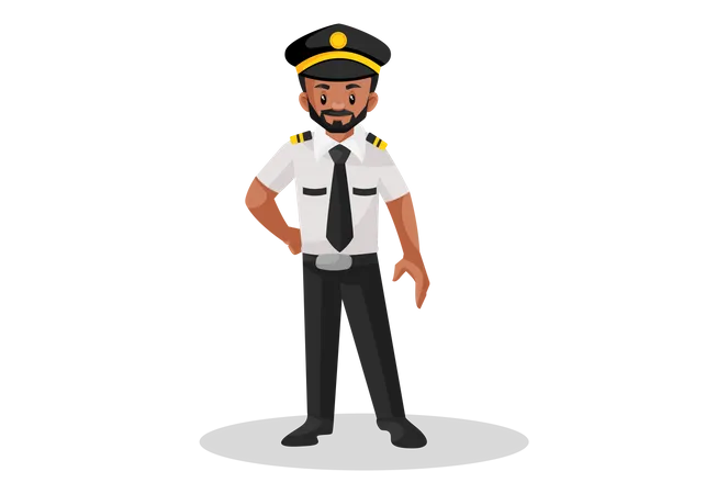 Pilot standing and one hand on the waist  Illustration