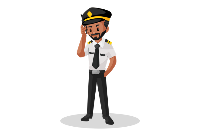 Pilot talking on the phone  Illustration