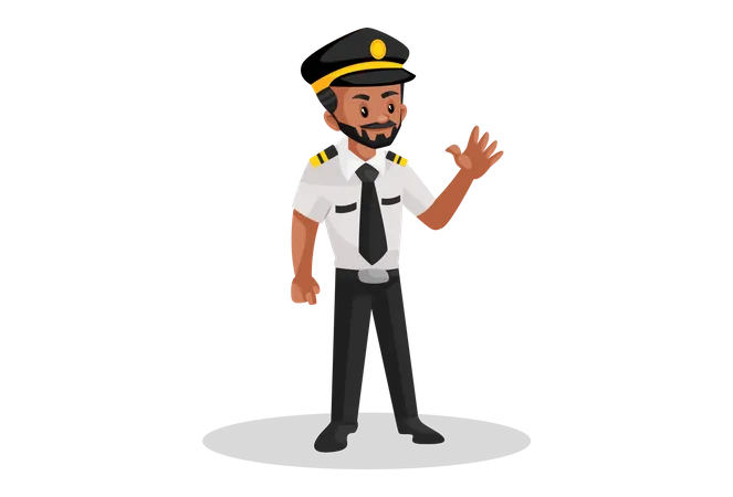 Pilot waving hand  Illustration