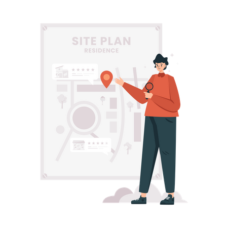 Plano del sitio del proyecto residencial.  Ilustración