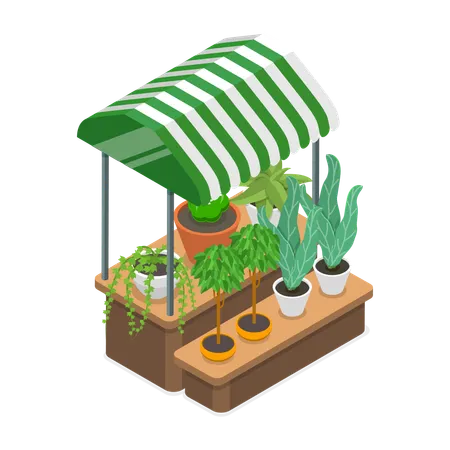 Plant market stall  Illustration