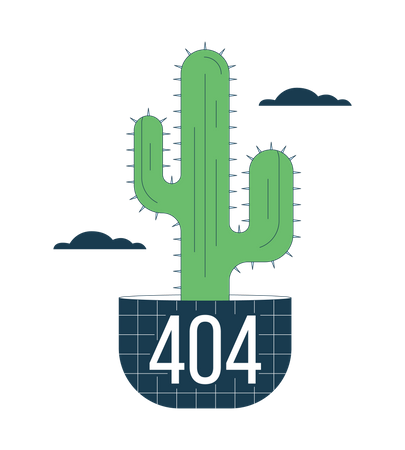 Planta de cactus en maceta en las nubes 404 mensaje flash  Ilustración