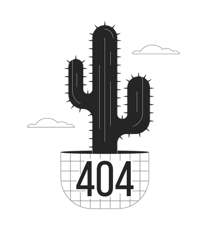 Planta de cactus en maceta en las nubes 404 mensaje flash  Ilustración