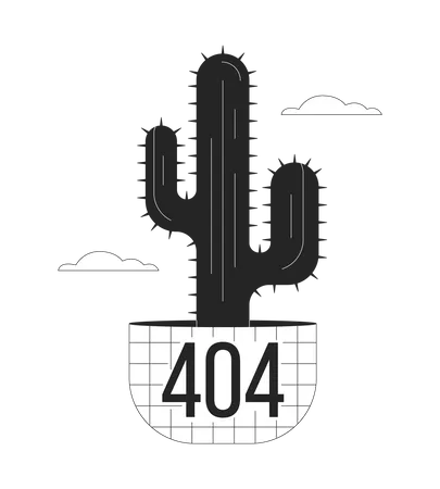 Planta de cactus en maceta en las nubes 404 mensaje flash  Ilustración