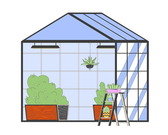 Plants growing in greenhouse  Illustration