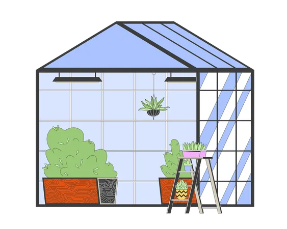 Plants growing in greenhouse  Illustration