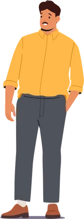 Plus size man standing with hand in pocket  イラスト