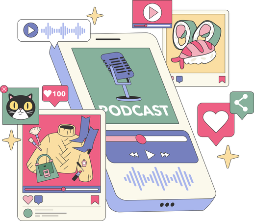 Pódcast sociales  Ilustración