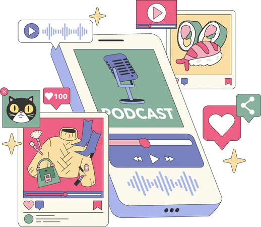 Pódcast sociales  Ilustración