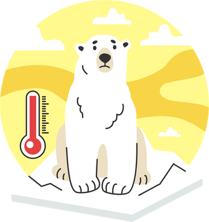 Polar bear on melting ice  일러스트레이션