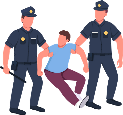 Police arresting criminal  イラスト