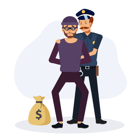 Police man caught the robber  Illustration