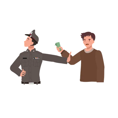 Police refuses to accept corrupted money  Illustration