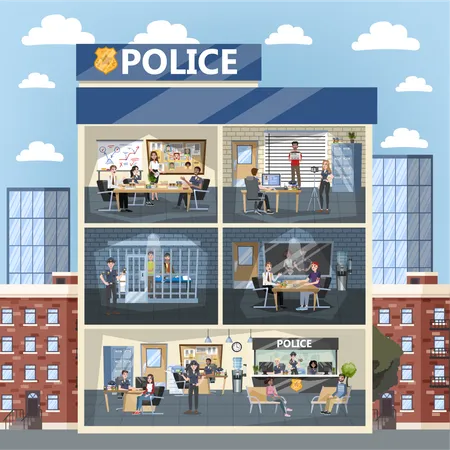 Police station building interior  Illustration