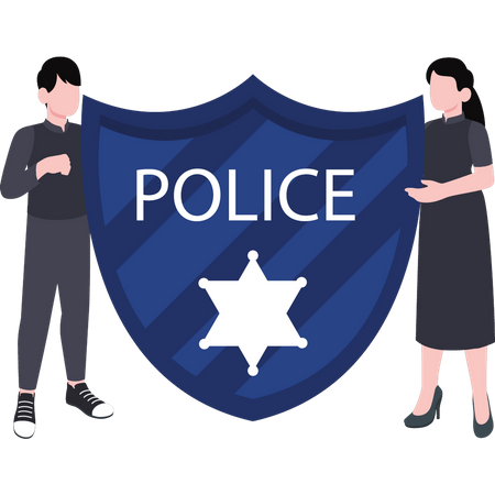 Police with sheriff badges  Illustration