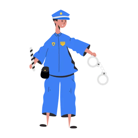 Policeman holding hand cuff  イラスト