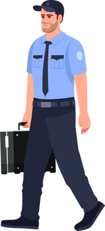 Policeman with briefcase  イラスト