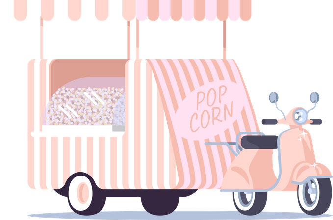 Pop corn food truck  Illustration